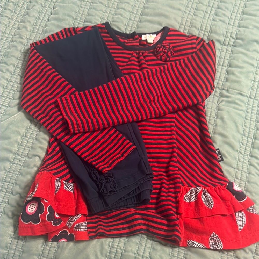 Red and Black Striped Kids Top